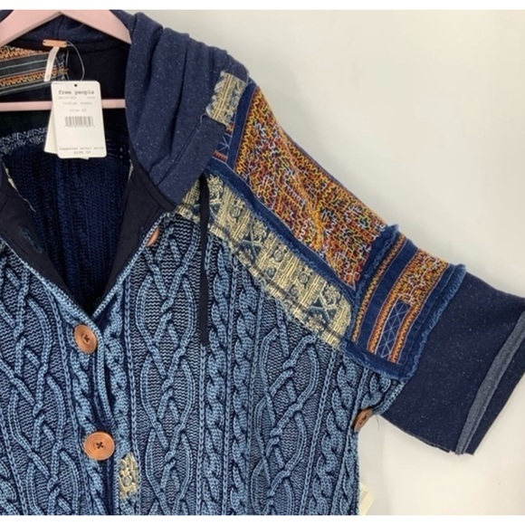 Free people Sammie combo sweater cardigan, Poncho with hood XS - Picture 7 of 14